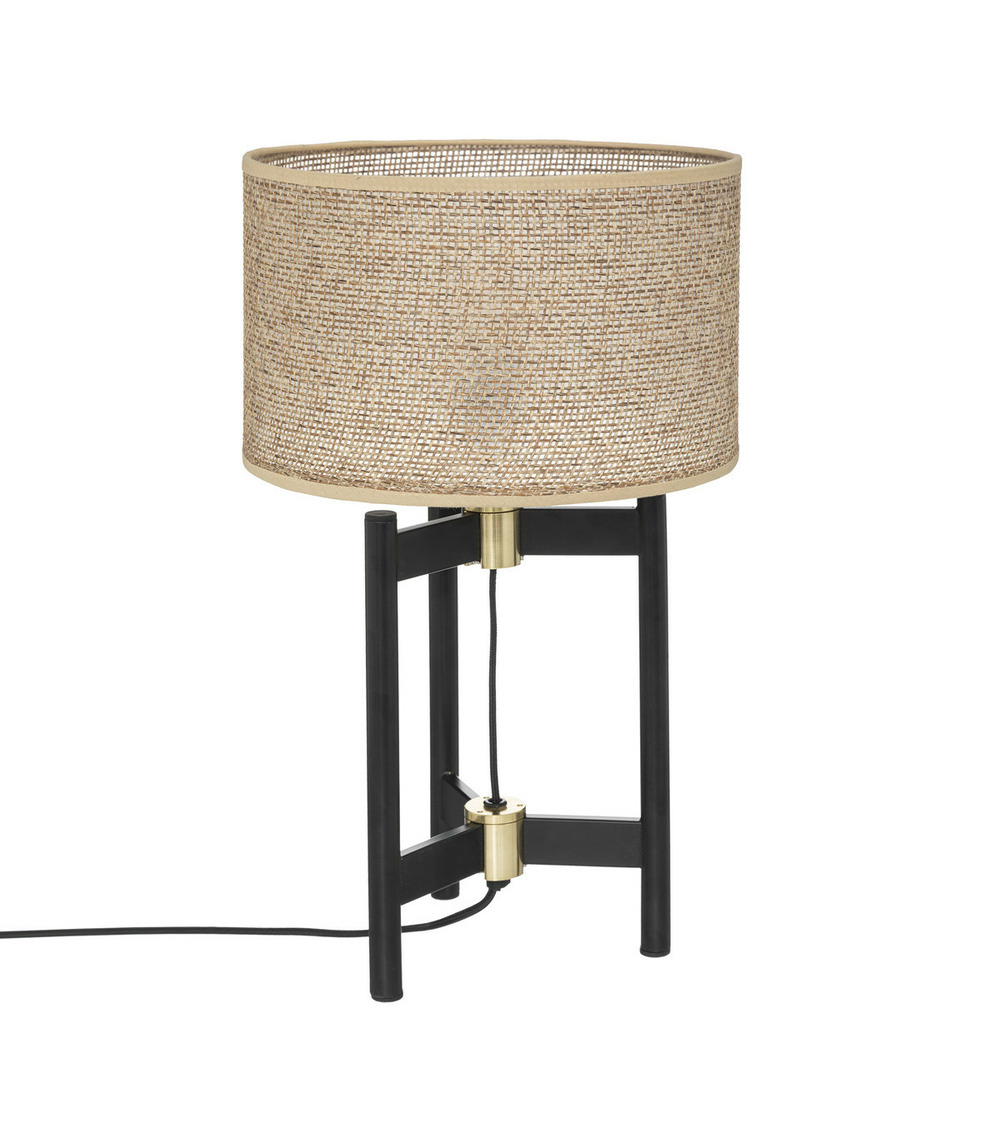 Lampe à poser en métal noir et abat-jour beige h 51 cm