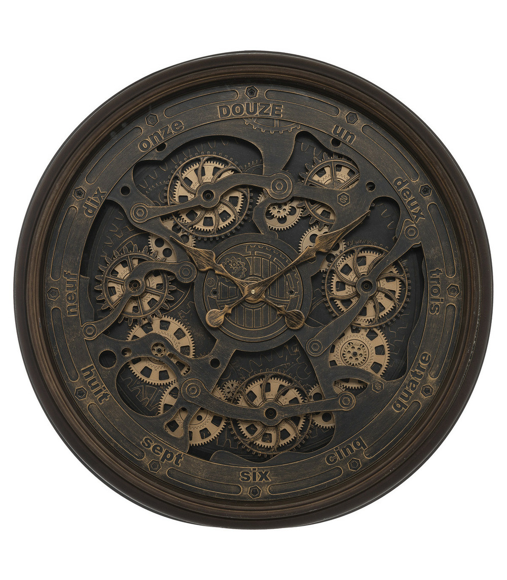 Grande pendule murale rouages apparents et aiguilles à l'ancienne d 76 cm rétro & vintage