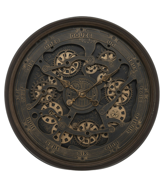 Grande pendule murale rouages apparents et aiguilles à l'ancienne d 76 cm rétro & vintage