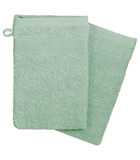 Lot de 2 gants de toilette en coton vert céladon tissu éponge 15 x 21 cm