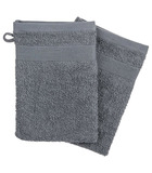 Lot de 2 gants de toilette en coton gris foncé tissu éponge 15 x 21 cm