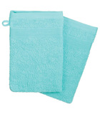 Lot de 2 gants de toilette en coton bleu aqua tissu éponge 15 x 21 cm