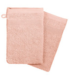 Lot de 2 gants de toilette en coton rose tissu éponge 15 x 21 cm