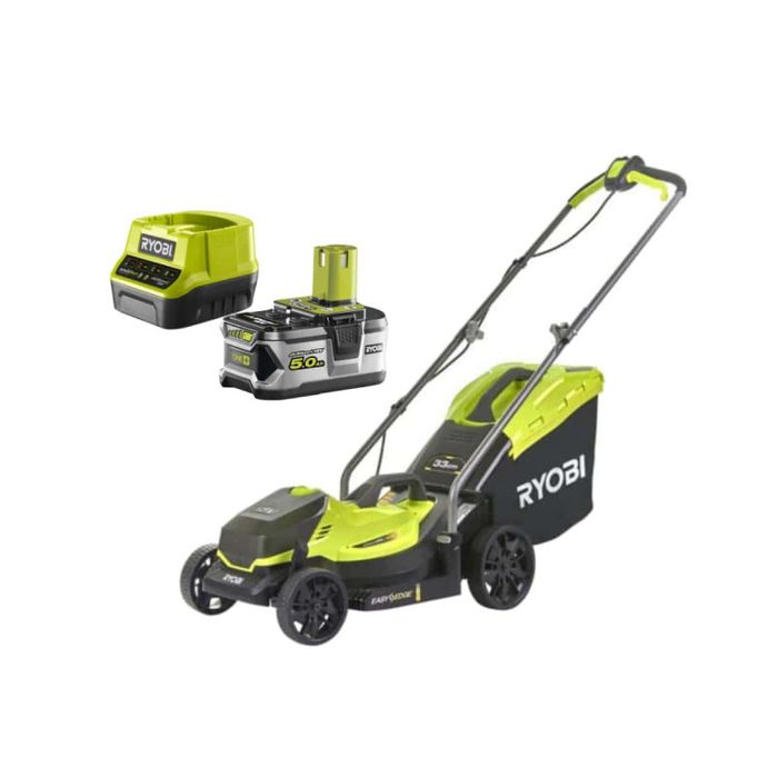 Pack ryobi tondeuse poussée 18v one+ olm1833b - 1 batterie 5.0ah - 1 ...