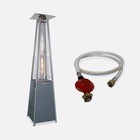 Parasol chauffant gaz en acier 10.5kw pyramide + kit tuyau flexible de gaz 1.5 m + détendeur propane 37mbar 1.5kg/h – normes nf