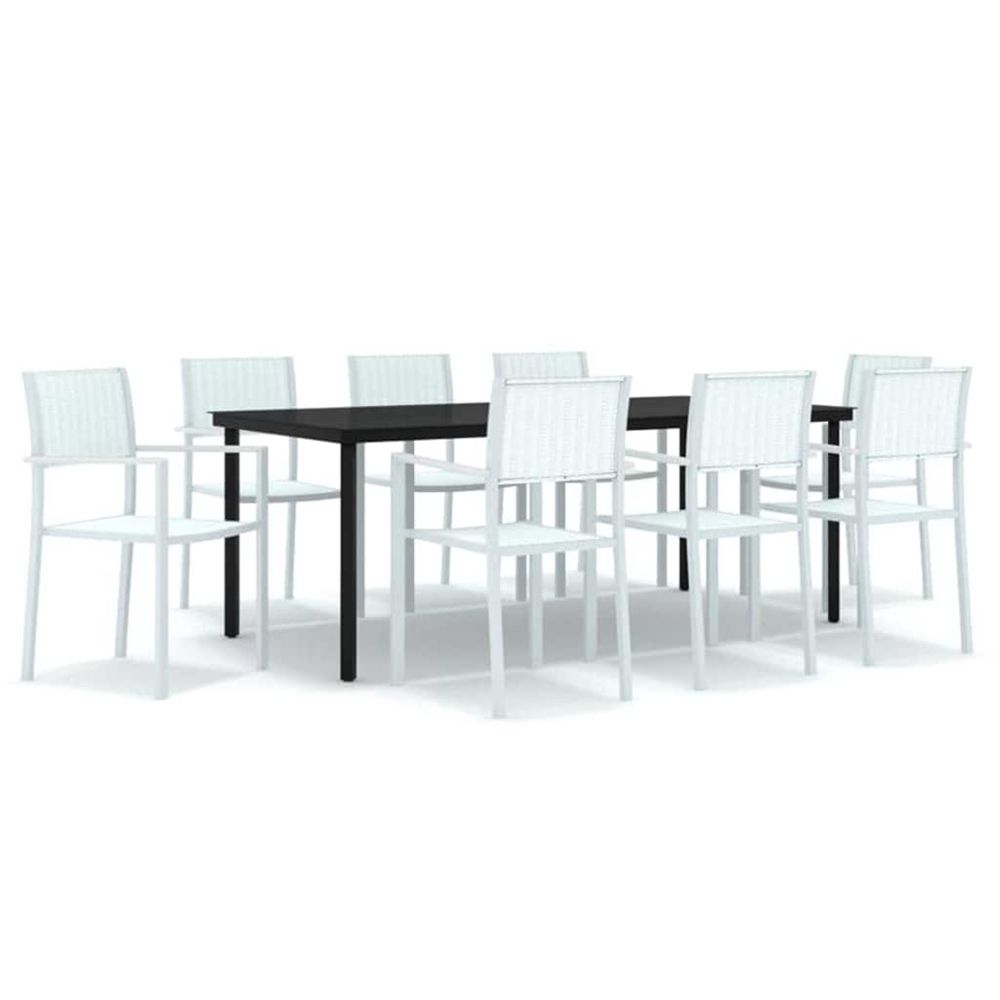 Ensemble à manger de jardin 9 pcs blanc