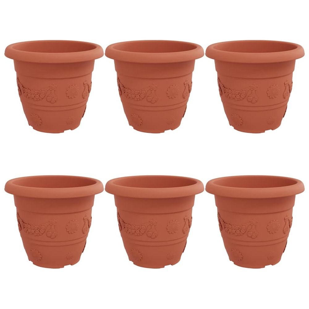 Pot à fleurs rond 6 pc rouge brique ø 34 x 28 cm plastique