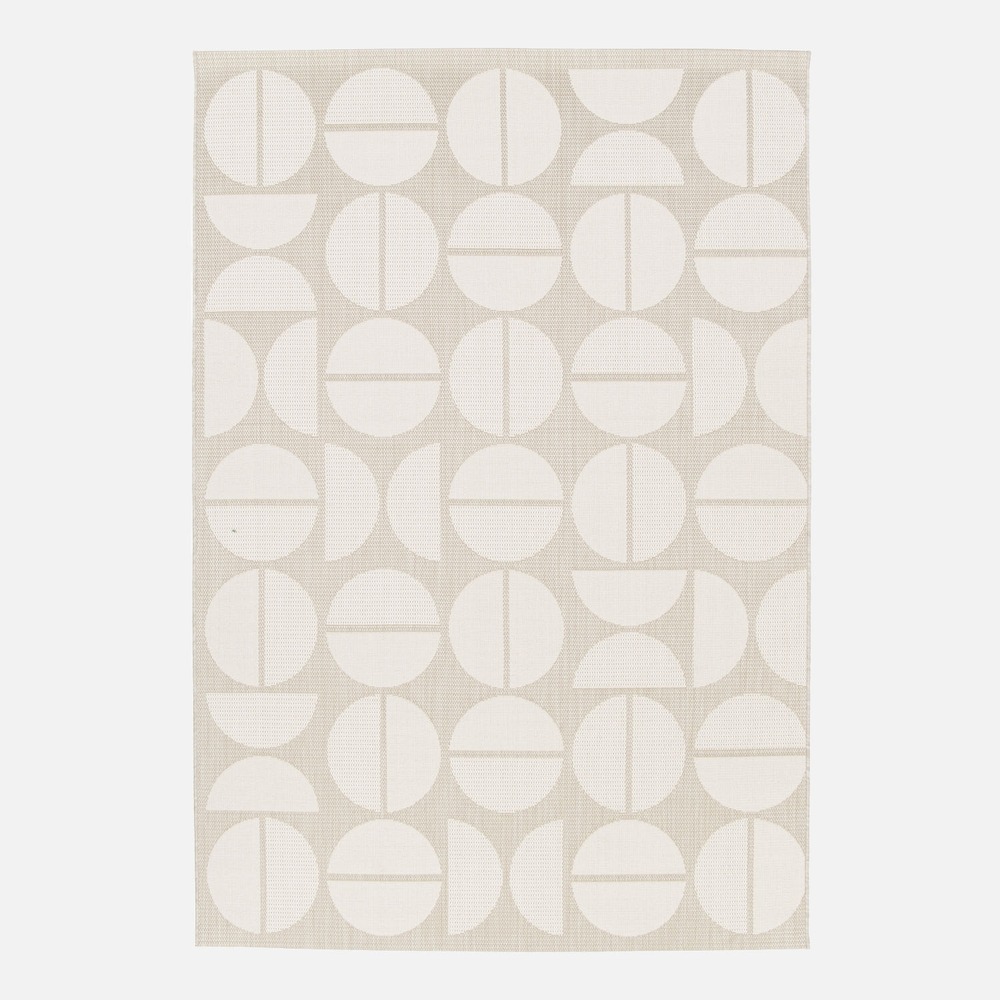 Tapis intérieur/extérieur contemporain motifs géométriques crème et beige polyester recyclé megan