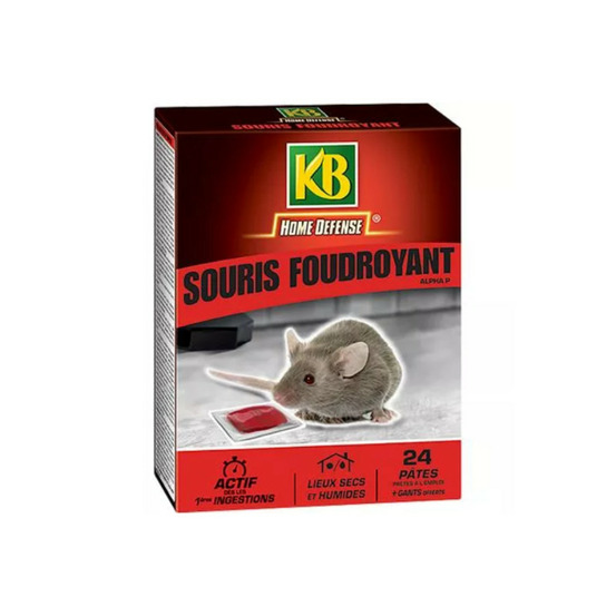 Souris foudroyant pâtes kb home defense - 24 pâtes