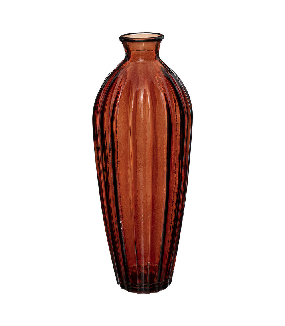 Vase en verre recyclé ambre d 12 x h 29 cm
