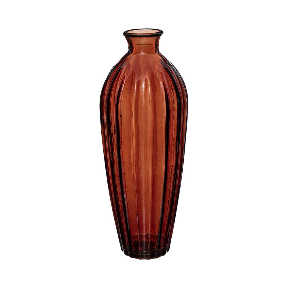 Vase Rond Verre Recyclé Atmosphera - Bleu Orage - 23 Cm De Haut - Déco Écologique