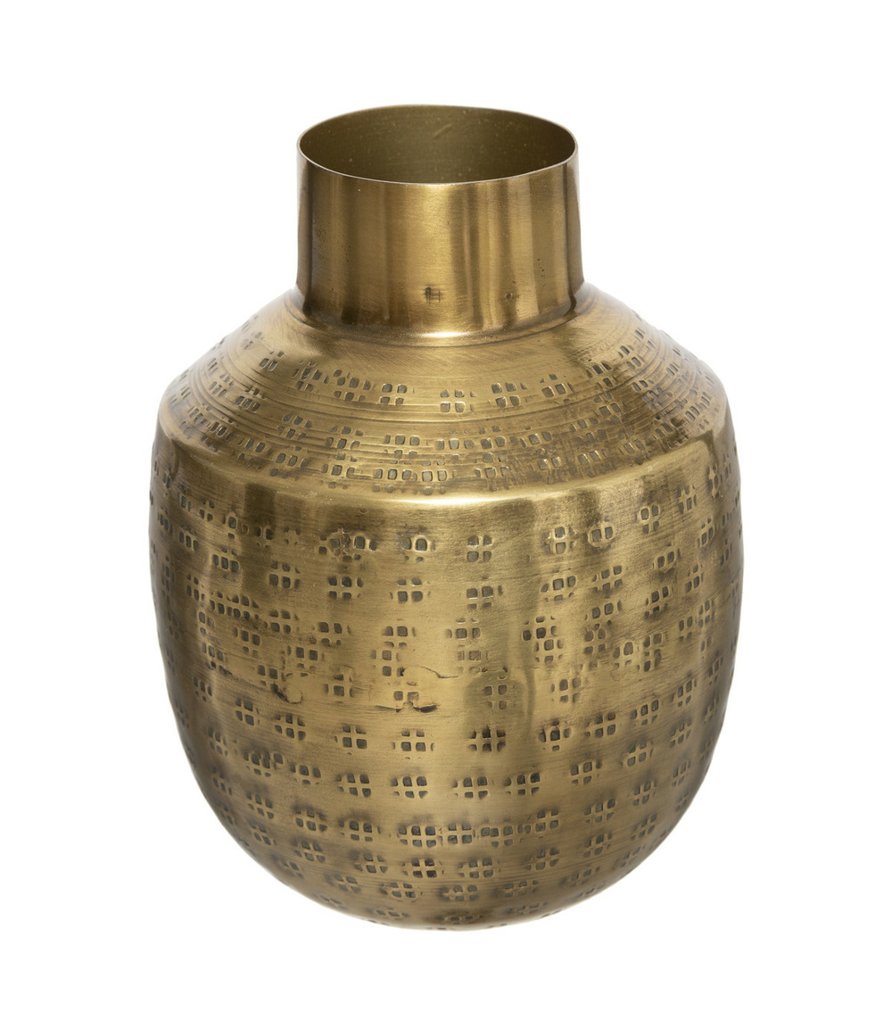 Vase en métal doré martelé h 14 cm