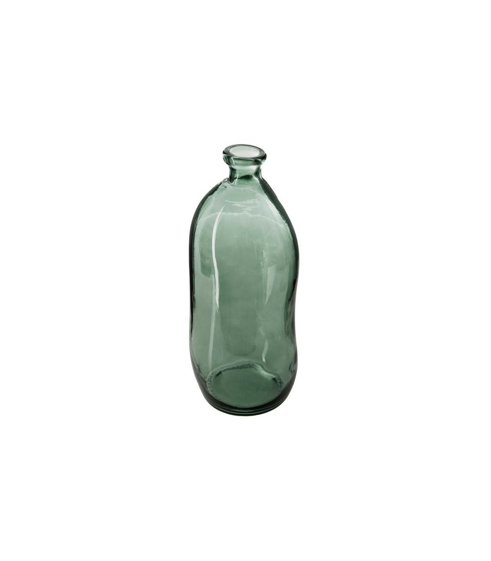 Vase bouteille en verre recyclé vert kaki h 35 cm