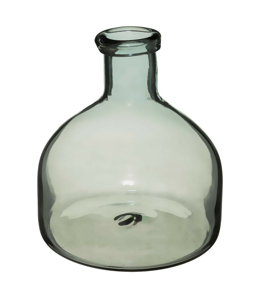 Vase large fond en verre gris h 20 cm
