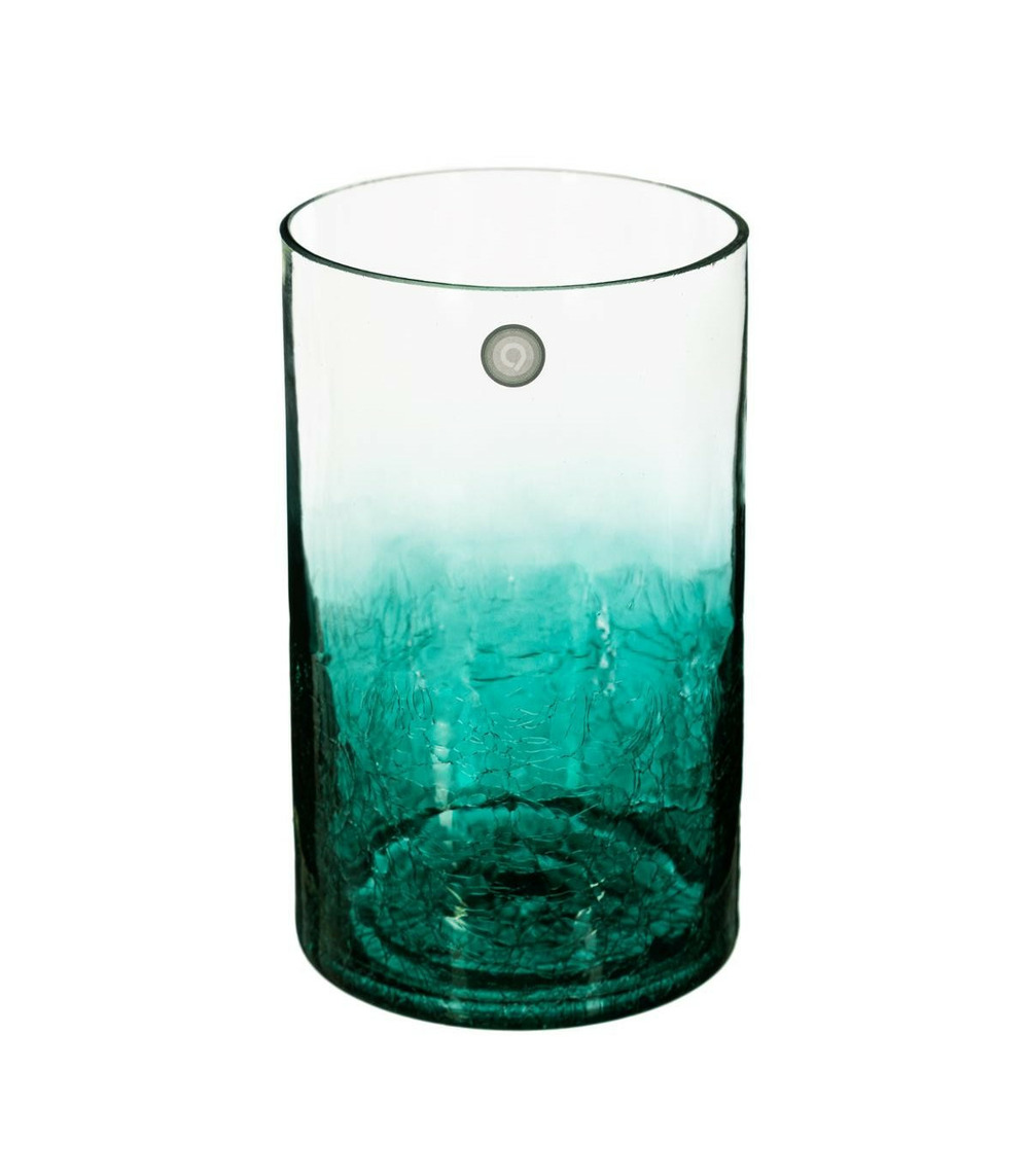 Vase cylindrique en verre craquelé h 20 cm Truffaut