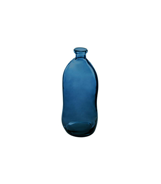 Vase bouteille en verre recyclé bleu orage h 35 cm