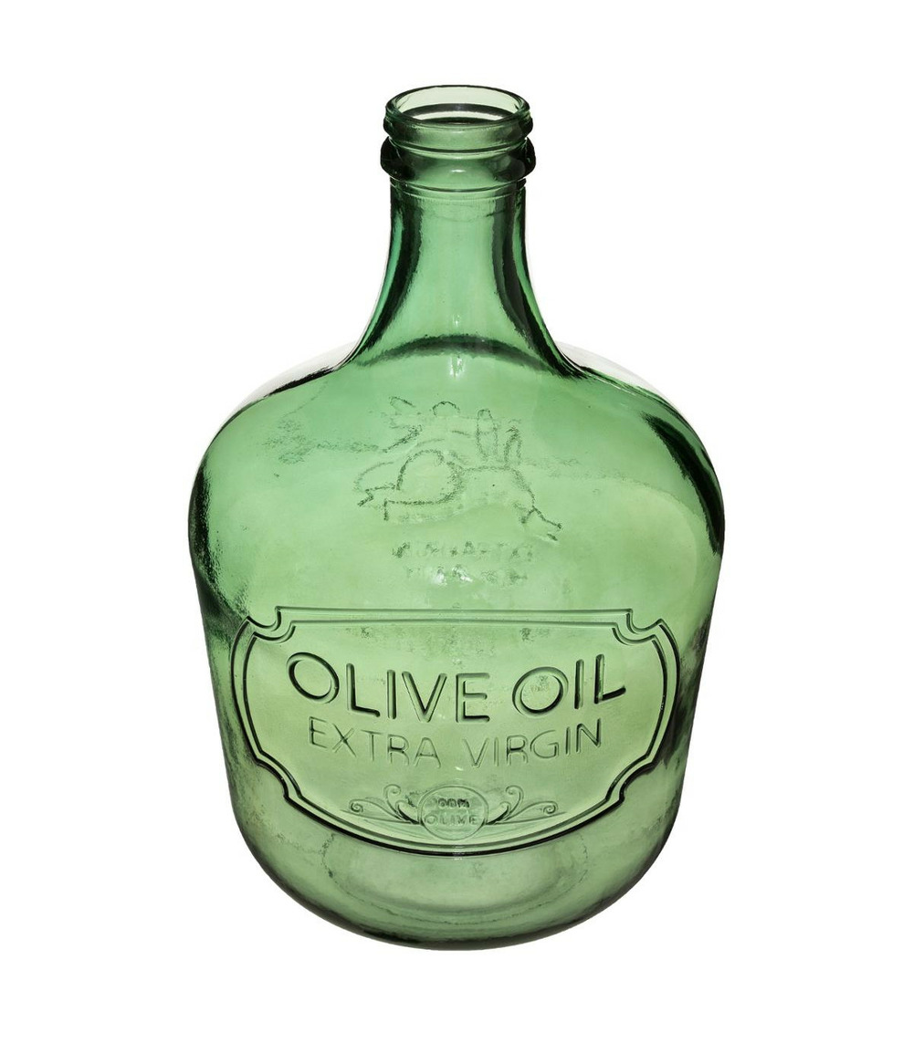 Vase dame jeanne en verre recyclé olive h 42 cm Truffaut