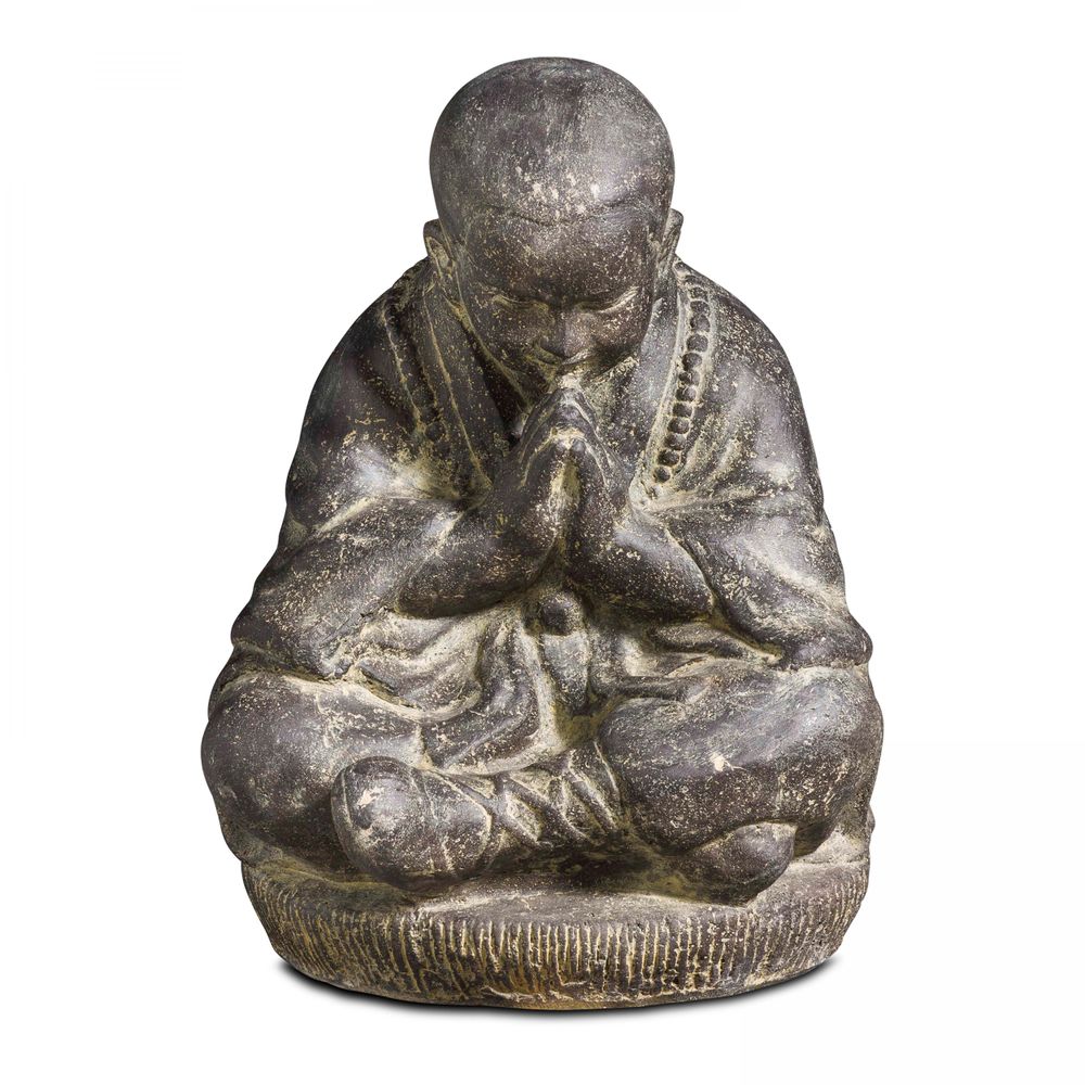 Statue Bouddha Amusant En Pierre Reconstituée – Moine Jardin Résistant Au Gel, Décoration Zen Extérieure