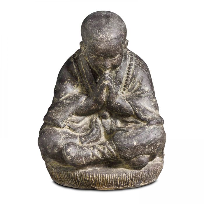 Statue Bouddha Amusant En Pierre Reconstituée – Moine Jardin Résistant Au Gel, Décoration Zen Extérieure