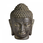 Statue de jardin tête de bouddha en pierre naturelle gris