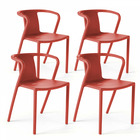 Lot de 4 chaises en plastique rouge
