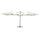 Double parasol déporté carré 3 x 3m en aluminium écru