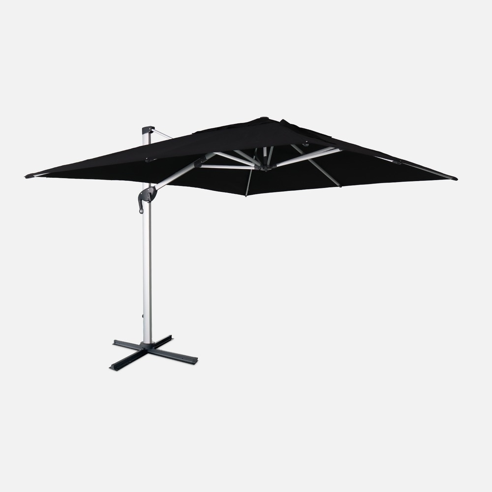 Parasol déporté haut de gamme rectangulaire 3x4m – pyla noir – toile sunbrella ® fabriquée en france. Par dickson. Structure en