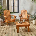 Lot de 2 fauteuils de jardin en bois avec un repose-pieds/table basse - adirondack salamanca - eucalyptus . Chaises de terrasse