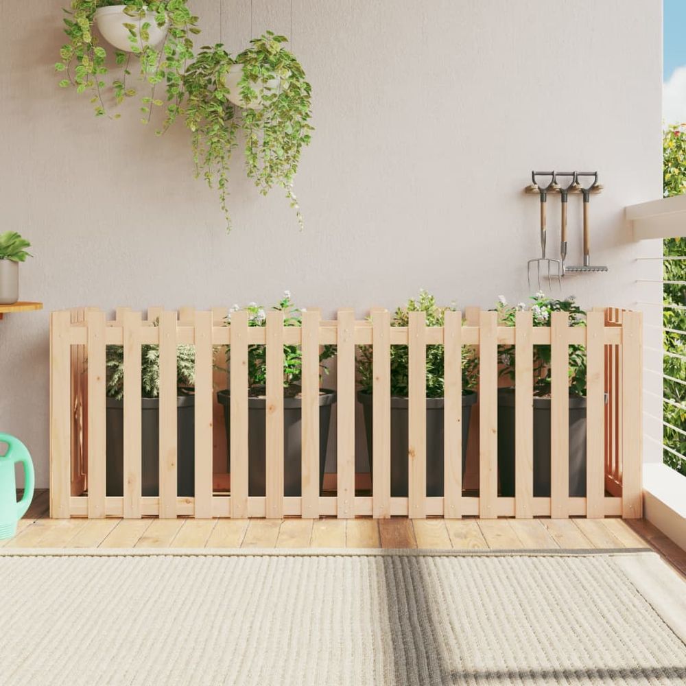 Carré potager haut pin massif design clôture jardin 200x50x70cm brun