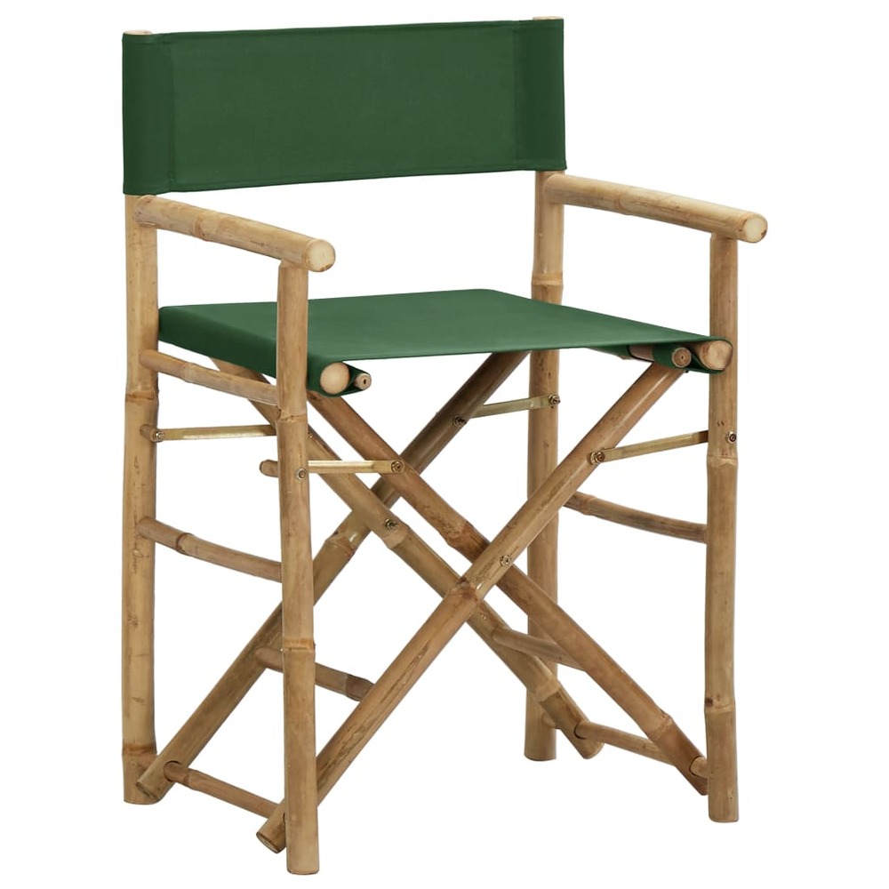 Chaises pliables de directeur lot de 2 vert bambou et tissu