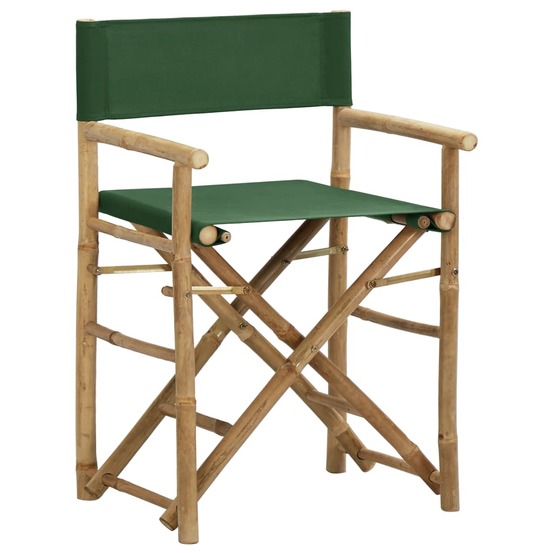Chaises pliables de directeur lot de 2 vert bambou et tissu