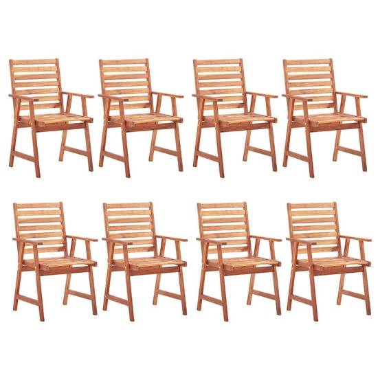 Chaises à manger d'extérieur lot de 8 et coussins acacia massif