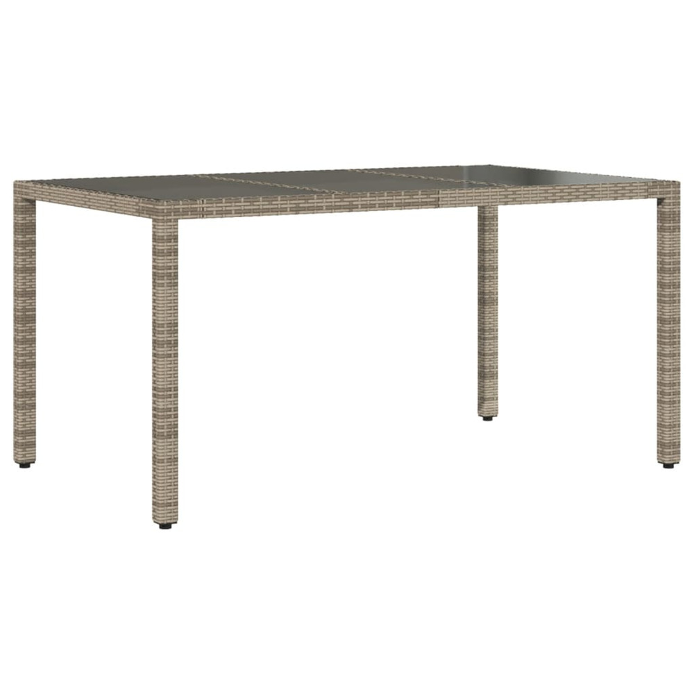 Table de jardin dessus en verre gris 150x90x75cm résine tressée