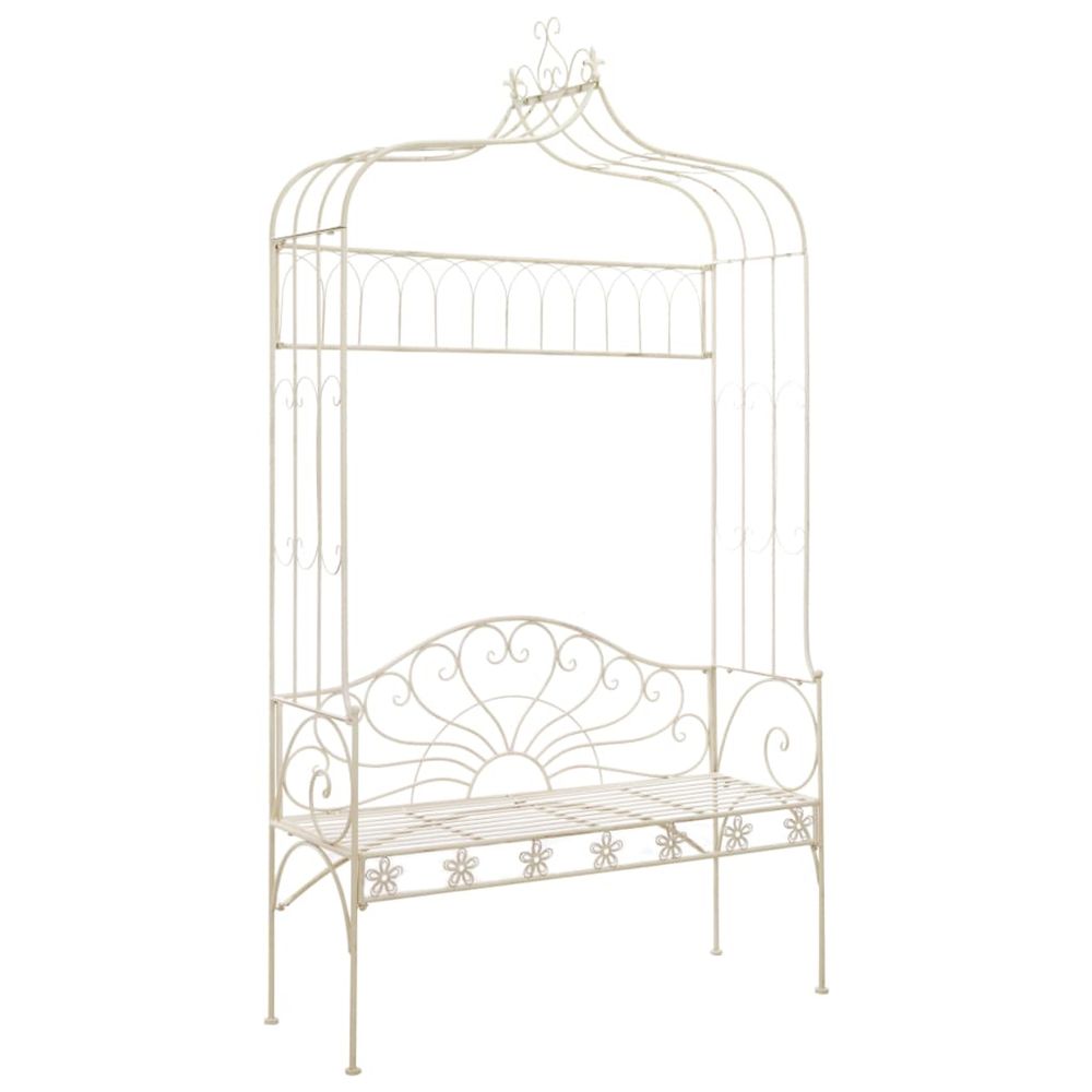 Banc de jardin 122 cm Fer Blanc antique
