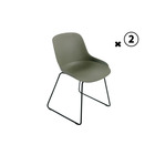 Lot de 2 chaises de jardin paros en polypropylene vert kaki pied métal - meuble de jardin - empilable 47x53xh75,5cm