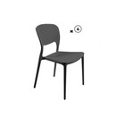 Lot de 4 chaises de jardin empilable kos en polypropylene noir carbone - mobilier de jardin - 46x51xh79.5cm