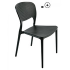 Lot de 4 chaises de jardin empilable kos en polypropylene noir - mobilier de jardin - 46x51xh79.5cm