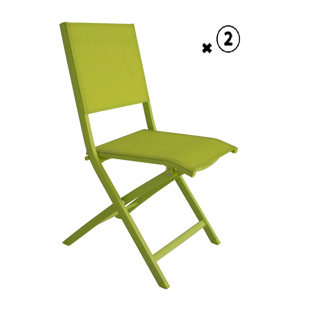 Lot de 2 chaises pliantes jardin en texaline vert - meuble de jardin -47x60xh86cm