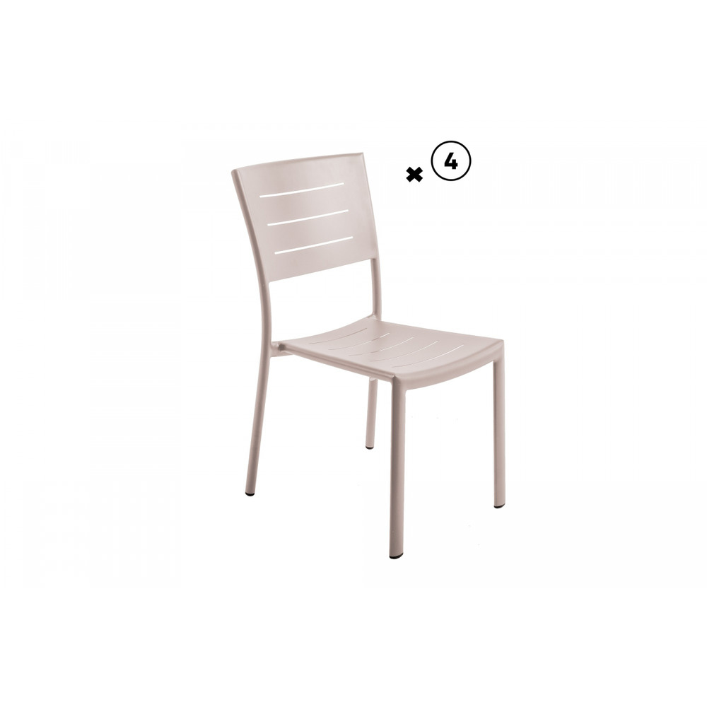 Lot de 4 chaises de jardin empilable inari taupe muscade aluminium- meuble de jardin -45x59,5xh84cm