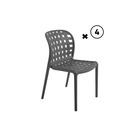 Lot de 4 chaises de jardin corfou ajouré noir carbone en polypropylène empilable  - mobilier de jardin - 46x56xh82cm