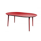 Table de jardin ovale pour 6 personnes inari en aluminium rouge 180x120xh75cm- meuble de jardin