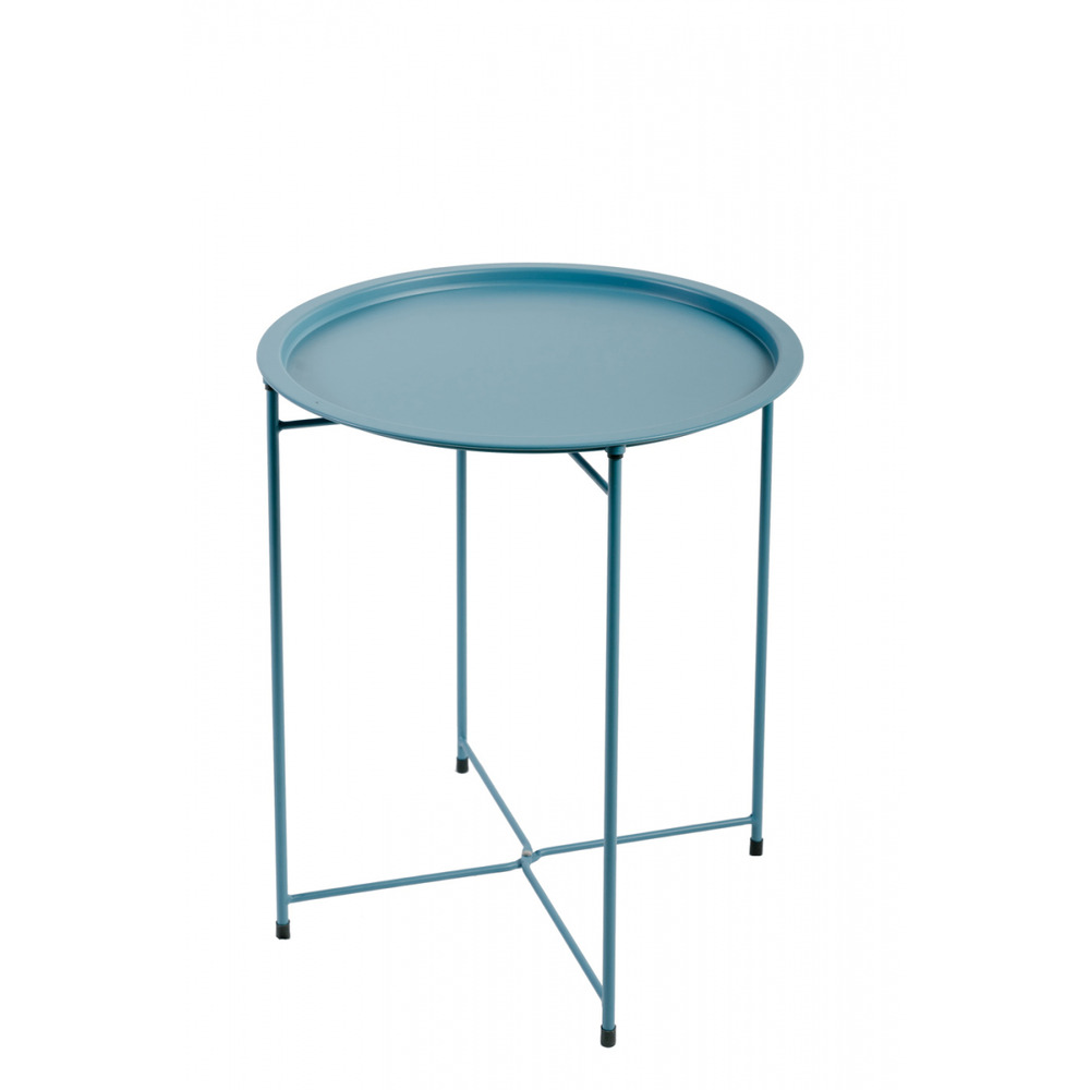 Table d'appoint, table basse pliante bleu de jardin en acier epoxy 46x52cm- meuble de jardin