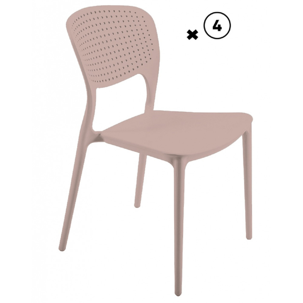 Lot de 4 chaises de jardin empilable kos en polypropylene beige mastic - mobilier de jardin - 46x51xh79.5cm