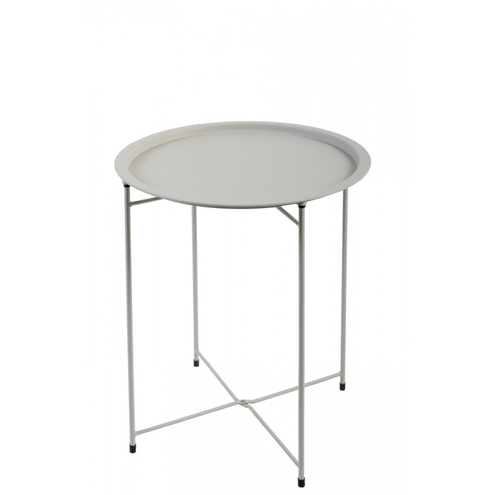 Table d'appoint, table basse pliante gris de jardin gris en acier epoxy 46x52cm- meuble de jardin