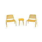 Salon de jardin 2 places sakura en acier jaune solaire 2 fauteuils + 1 table - meuble de jardin