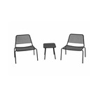Salon de jardin 2 places sakura en acier vertkaki 2 fauteuils + 1 table - meuble de jardin
