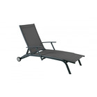 Bain de soleil gris rio texaline 2x1 et aluminium 4 positions avec roulettes 191x71x42cm - transat, bain de soleil et chaise longue
