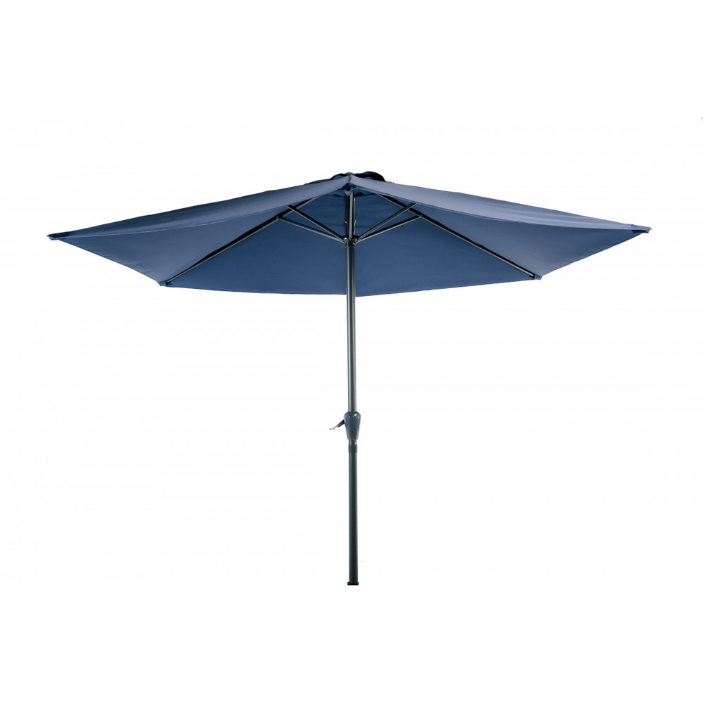 Parasol rond 3m bleu marine aluminium et polyester - mobilier de jardin - parasol droit