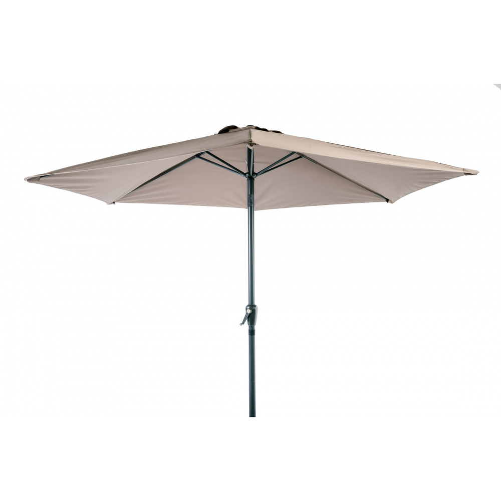 Parasol rond 3 m marron aluminium et polyester ouverture avec manivelle inclinable - mobilier de jardin - parasol droit