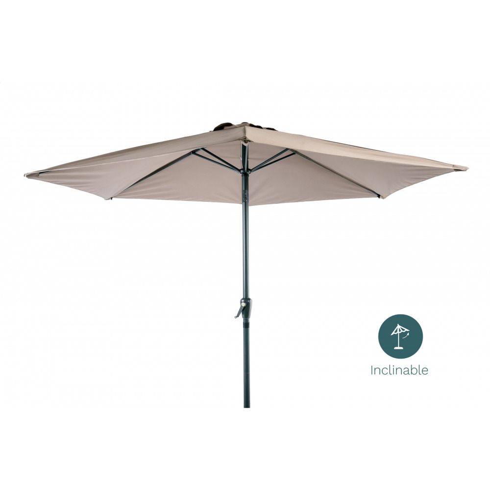 Parasol marron inclinable 3m aluminium et polyester - mobilier de jardin - parasol droit